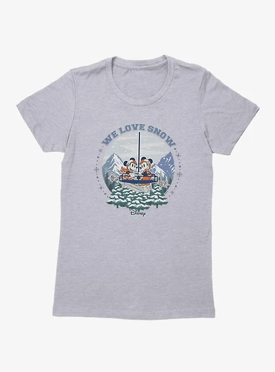 Disney Mickey Mouse And Minnie Winter Snow Globe We Love Womens T-Shirt