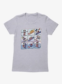 Disney Mickey Mouse And Friends Winter Snow Sport Panels Womens T-Shirt