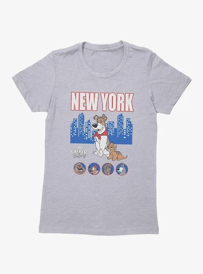 Disney Oliver & Company New York Skyline Characters Womens T-Shirt