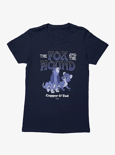 Disney The Fox And Hound Howling Blue Copper & Tod Womens T-Shirt