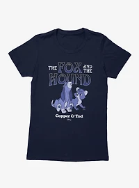 Disney The Fox And Hound Howling Blue Copper & Tod Womens T-Shirt