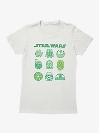 Star Wars St. Patrick's Lucky Character Icons Womens T-Shirt