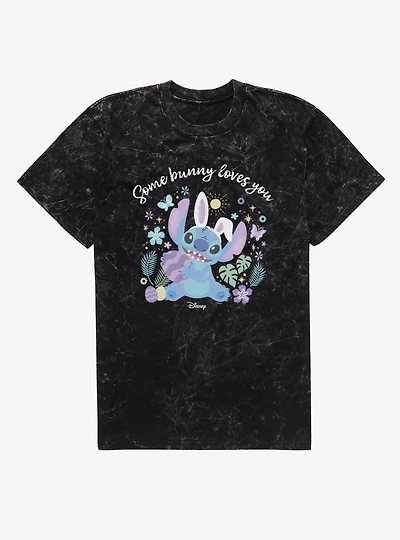 Disney Lilo And Stitch Some Bunny Loves You Easter Mineral Wash T-Shirt