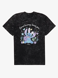 Disney Lilo And Stitch Some Bunny Loves You Easter Mineral Wash T-Shirt