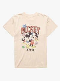 Disney Mickey Mouse Flower Collage Mineral Wash T-Shirt
