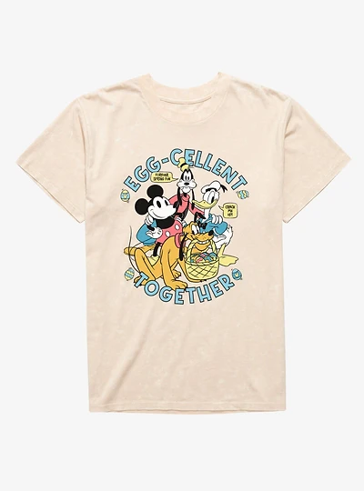 Disney Mickey Mouse And Friends Easter Egg-Cellent Together Mineral Wash T-Shirt