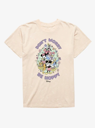 Disney Mickey Mouse And Friends Don't Worry Be Hoppy Easter Mineral Wash T-Shirt