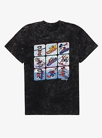 Disney Mickey Mouse And Friends Winter Snow Sport Panels Mineral Wash T-Shirt