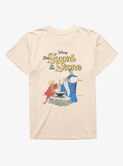 Disney The Sword Stone Poster Arthur And Merlin Mineral Wash T-Shirt
