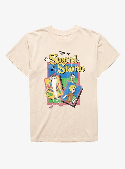 Disney The Sword Stone Archimedes, Arthur And Merlin Beach Vibes Mineral Wash T-Shirt