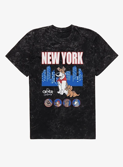 Disney Oliver & Company New York Skyline Characters Mineral Wash T-Shirt