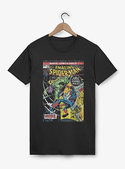 Marvel Comics Cover Hulk Punch Spider-Man T-Shirt