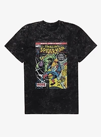 Marvel Comics Cover Hulk Punch Spider-Man Mineral Wash T-Shirt