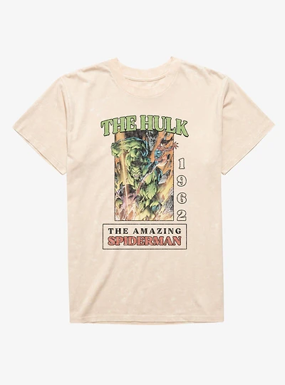 Marvel Comics 1962 Spider-Man And Hulk Mineral Wash T-Shirt