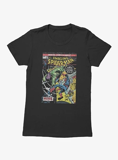 Marvel Comics Cover Hulk Punch Spider-Man Womens T-Shirt