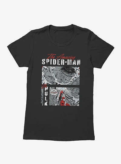Marvel Comics Strongest One There Is Spider-Man and Hulk Womens T-Shirt