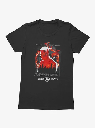 Daredevil Born Again Silhouette Of Flames Womens T-Shirt