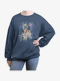 Bridgerton Floral Frame Queen Charlotte Womens Oversized Sweatshirt BoxLunch Exclusive