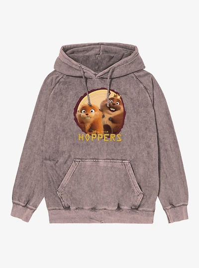 Disney Pixar Hoppers Log Mabel & King George Photo Mineral Wash Hoodie