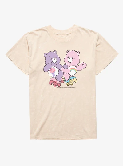 Care Bears Share And Cheer Roller Skates Fun Mineral Wash T-Shirt