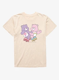 Care Bears Share And Cheer Roller Skates Fun Mineral Wash T-Shirt