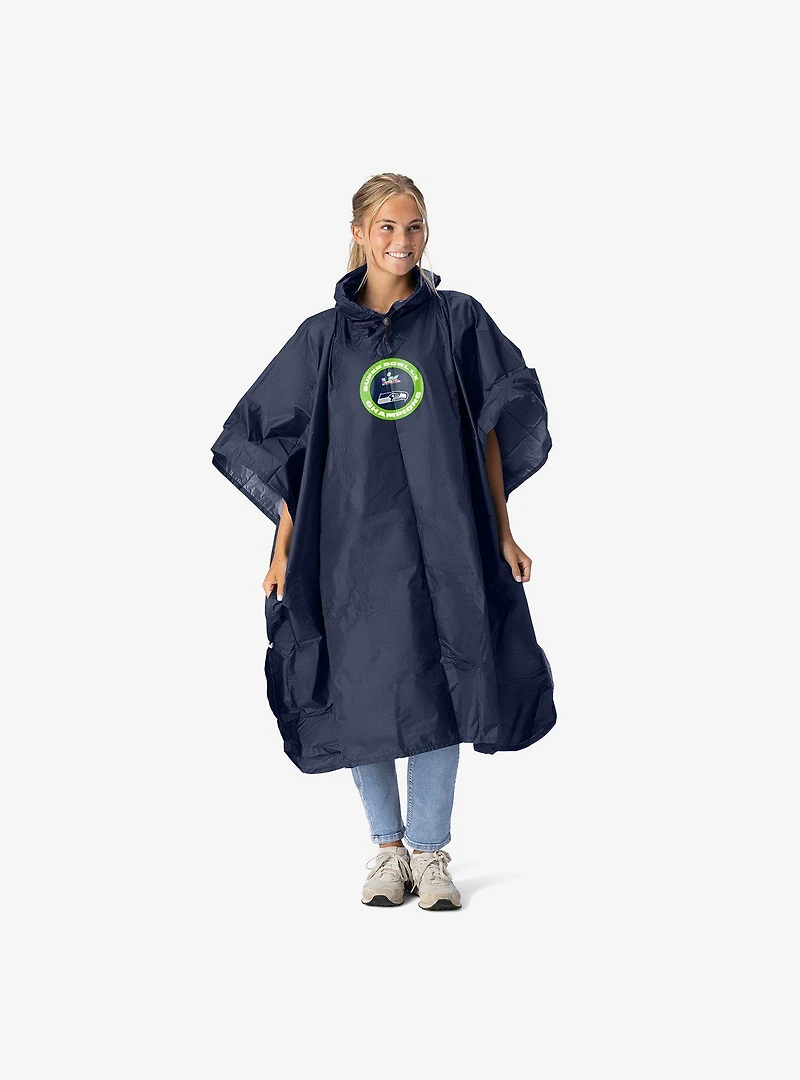 NFL Super Bowl 2026 Seattle Seahawks Champs Pier Team Color Deluxe Poncho