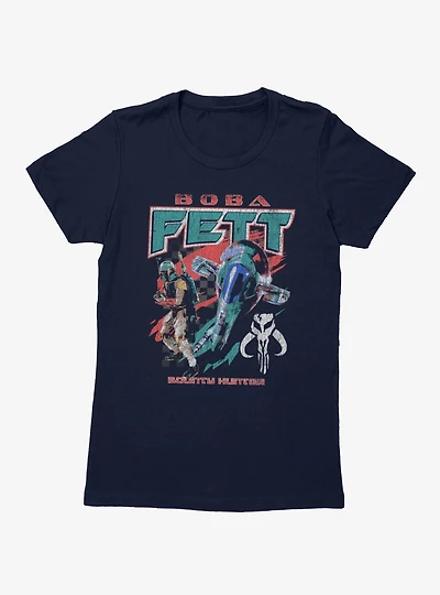Star Wars Boba Fett Ship Racing Flag Retro Womens T-Shirt