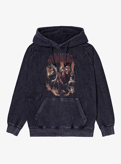 Marvel The Amazing Spider-Man Fire And Wounds Mineral Wash Hoodie