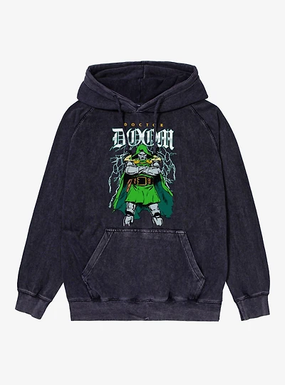 Marvel Dr Doom Lightning Stance Mineral Wash Hoodie