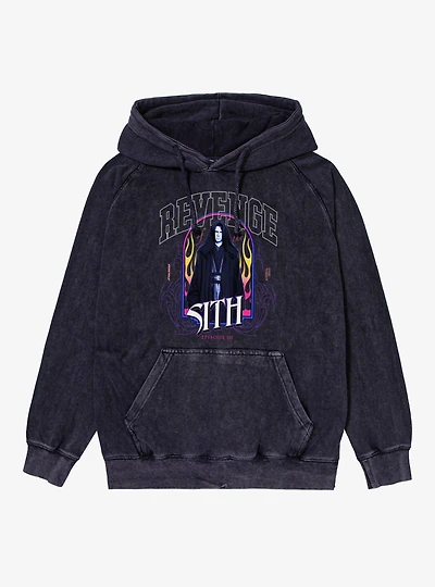 Star Wars Episode III Revenge Of The Sith Anakin Fire Portrait Mineral Wash Hoodie