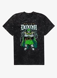 Marvel Dr Doom Lightning Stance Mineral Wash T-Shirt