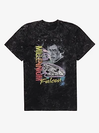 Star Wars Han Solo Millenium Falcon Collage Mineral Wash T-Shirt