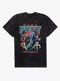 Star Wars Boba Fett Ship Racing Flag Retro Mineral Wash T-Shirt