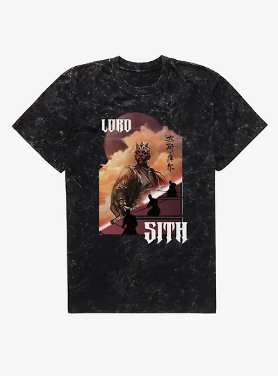 Star Wars Darth Maul Lord Sith Chinese Writing Mineral Wash T-Shirt Box Lunch Exclusive