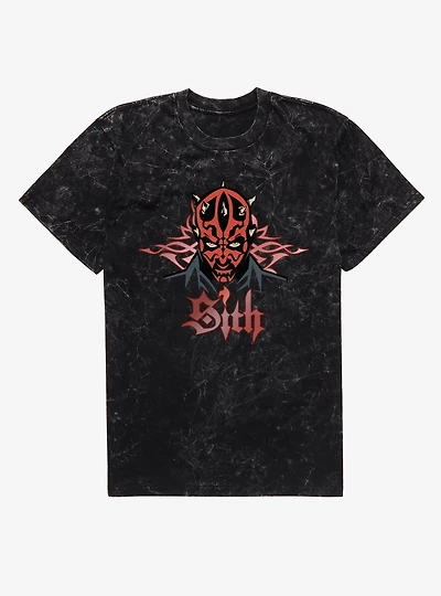 Star Wars Darth Maul Sith Cyber Sigil Mineral Wash T-Shirt