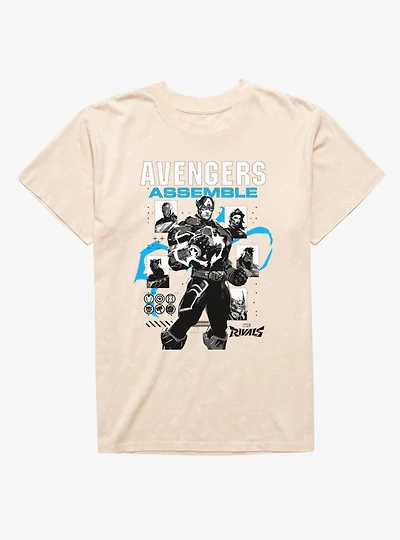 Marvel Rivals Captain America Avengers Assemble Mineral Wash T-Shirt