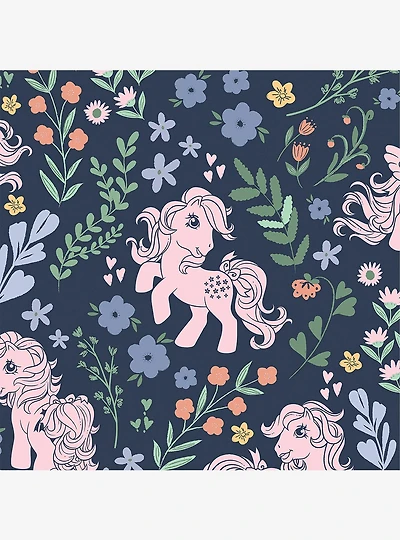 My Little Pony Retro Floral Blue Wallpaper