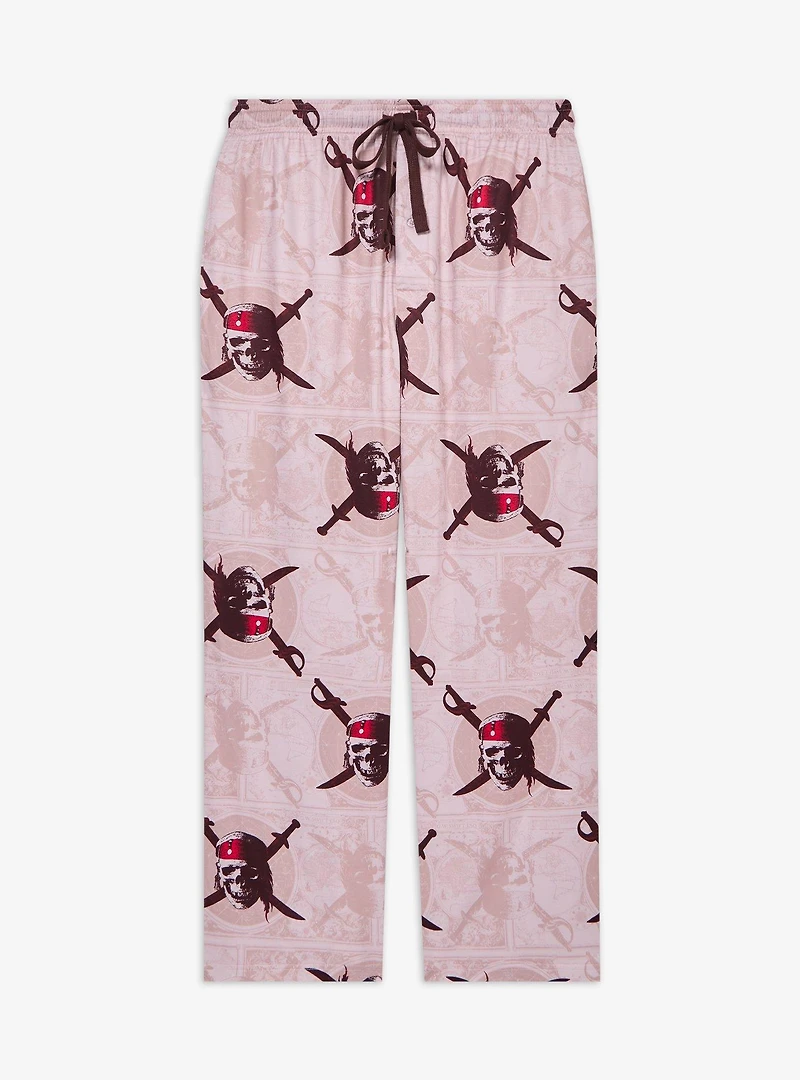 Disney Pirates of the Caribbean Jack Sparrow Jolly Roger Allover Print Sleep Pants - BoxLunch Exclusive