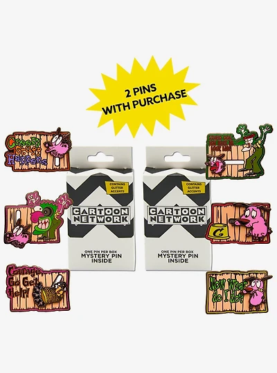 Courage The Cowardly Dog Interactive Mystery Enamel Pin Blind Box Series 2 Pack