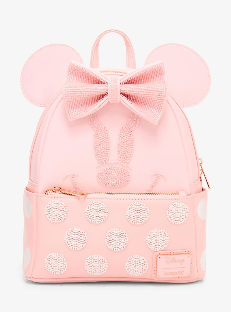 Loungefly Disney Minnie Mouse 3D Ears Beaded Mini Backpack