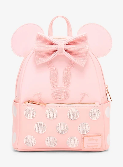 Loungefly Disney Minnie Mouse 3D Ears Beaded Mini Backpack