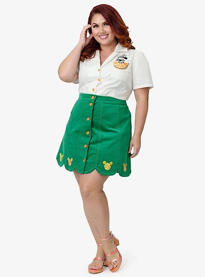 Disney Food Collection by Smak Parlour Plus Green Mickey Citrus Corduroy Mini Skirt