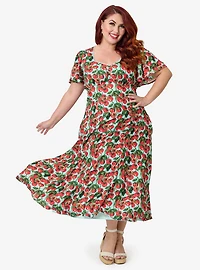 Unique Vintage Plus Cherry Tomato Midi Dress
