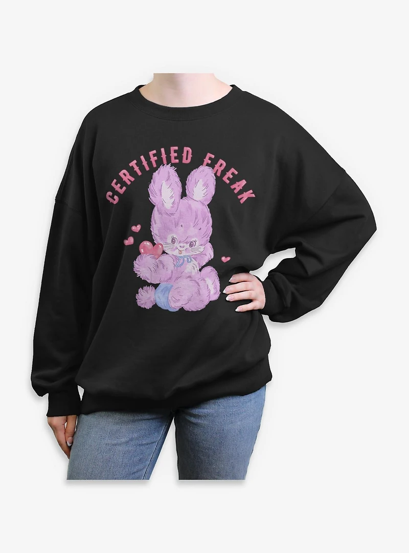Certified Freak Hearts Bunny Womens Oversized Sweatshirt Box Lunch Exclusive