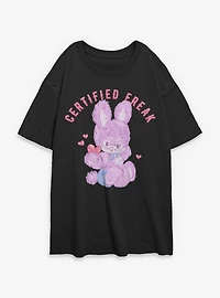 Certified Freak Hearts Bunny Womens Oversized T-Shirt Box Lunch Exclusive