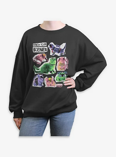 Know Your Scene Cute Punk Animal Chart Womens Oversized Sweatshirt Box Lunch Exclusive