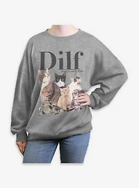 Silly Cats Dang I Love Felines Dilf Womens Oversized Sweatshirt Box Lunch Exclusive