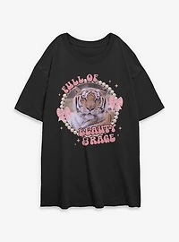 Full Of Beauty And Rage Tiger Womens Oversized T-Shirt Box Lunch Exclusive