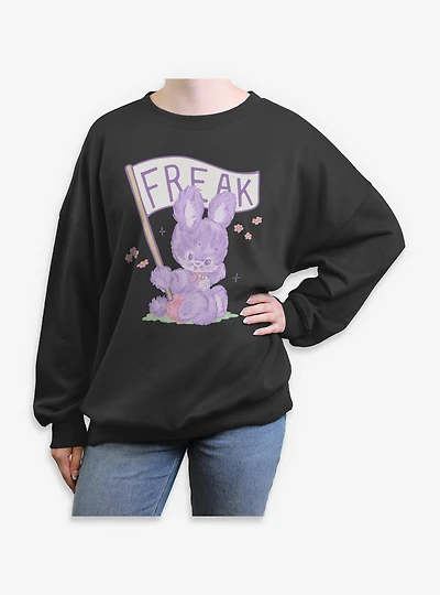 Wave That Freak Flag Floral Bunny Womens Oversized Sweatshirt Box Lunch Exclusive