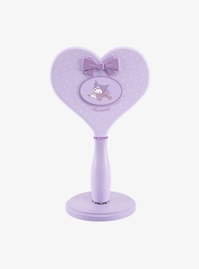 Kuromi Lovely Ribbon Heart Handheld Makeup Mirror with Standing Base
